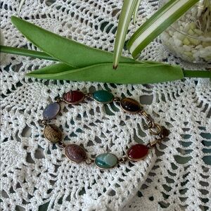 Multicolor Scarab Stone Link Bracelet - Women Jewelry